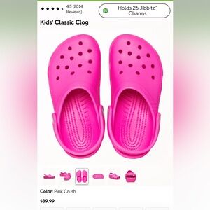Brand New/Tags Attached! Big Kids Crocs-Pink Crush-Size J5